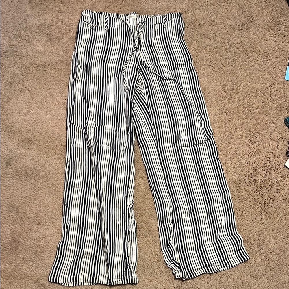 Striped Black and White Womens Pants